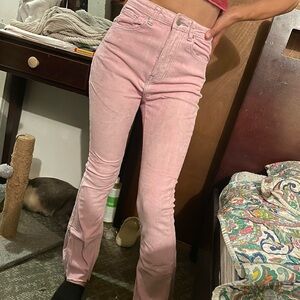 Corduroy pink flared pants